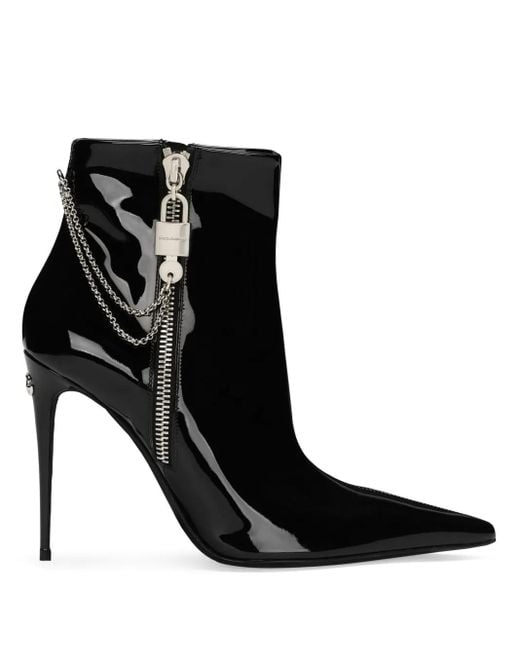 Bottines En Cuir Verni Dolce & Gabbana en coloris Black