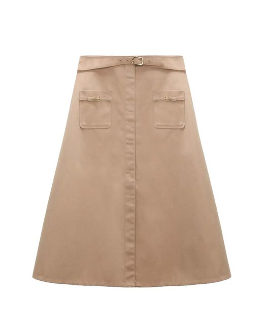 Dorothee Schumacher Natural Belted A-Line Midi Skirt