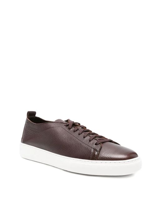 Henderson Brown Leather Lace-Up Sneakers for men
