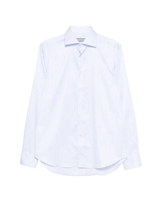 Canali Gestreept Overhemd in het White voor heren