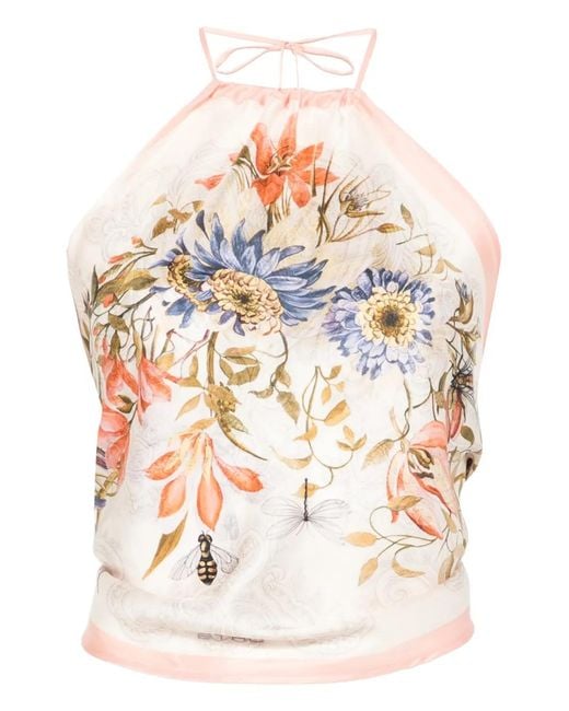 Etro White Floral-Print Top