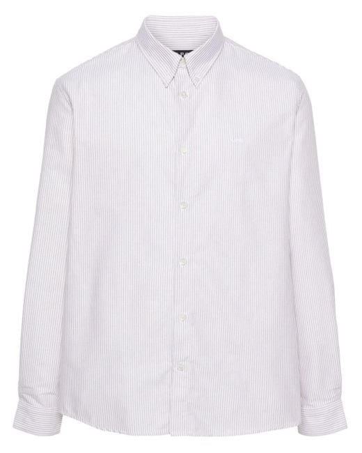 A.P.C. White Embroidered-logo Striped Shirt for men