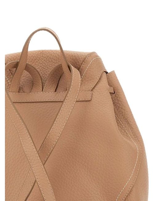 Gianni Chiarini Natural Violette Contrast-Stitch Drawstring Backpack