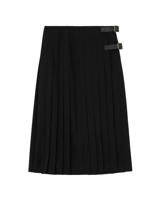 Burberry Black Wool Midi Kilt