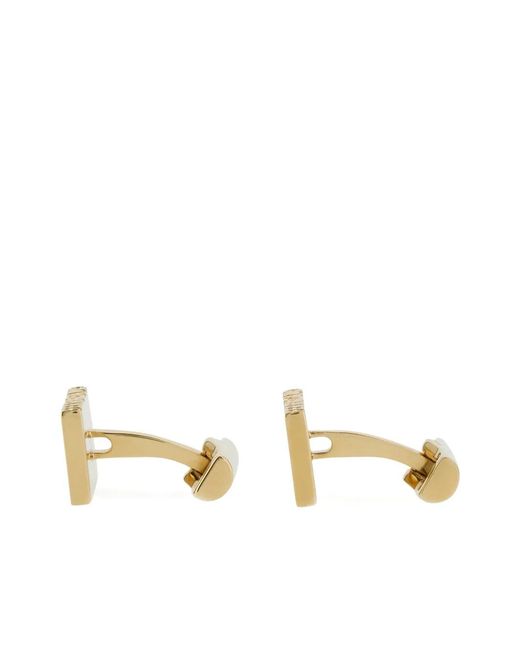 Ferragamo White Logo Cufflinks for men