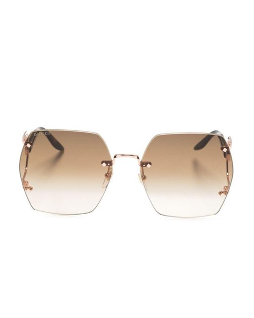 Gucci Natural Double G Oversize-frame Sunglasses