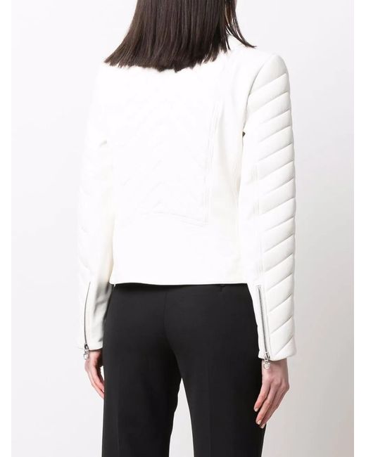 Ferragamo White Biker Leather Jacket