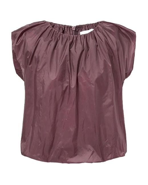 Amomento Purple Ruched-Detailing Top