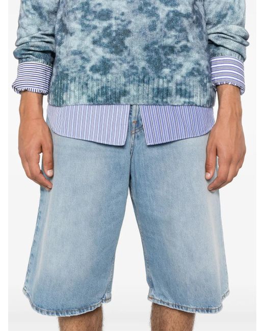 Acne Blue Straight-Leg Denim Shorts for men