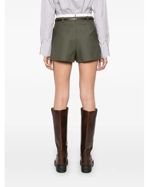 Maje Gray Pleated Belted Shorts