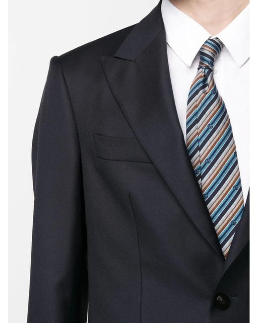D4.0 Blue Single-Breasted Wool Suit for men