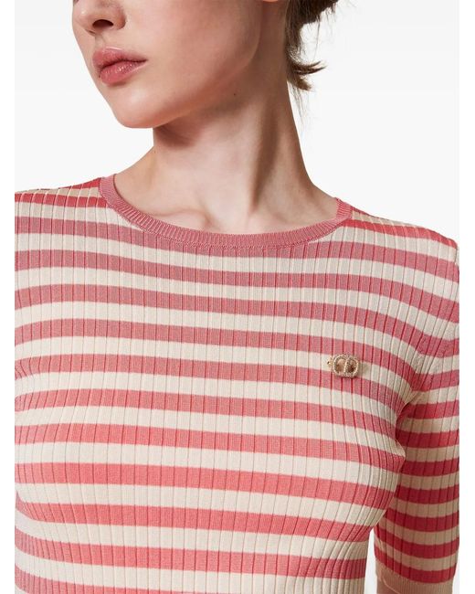 Twinset Pink Striped Short-Sleeve T-Shirt