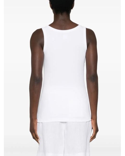 Eleventy Geribbelde Tanktop in het White