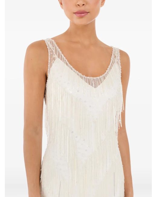 Jenny Packham White Symphonie Fringed Maxi Dress