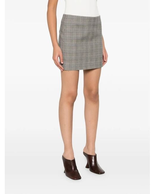 A.M.G Gray Checked-Pattern Mini Skirt