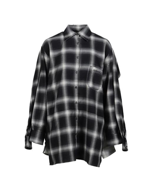 SRVC Studio Black Check-Pattern Deconstructed Shirt