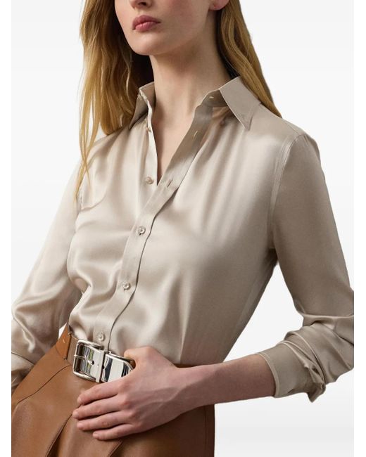 Ralph Lauren Natural Satin Button-Up Shirt