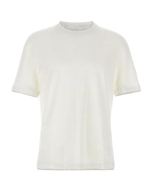 Brunello Cucinelli White T-Shirt Faux-Layering for men