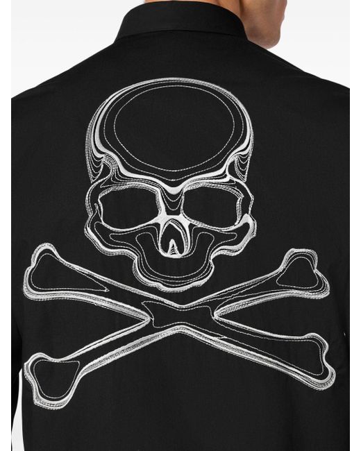 Philipp Plein Black Sugar Daddy Skull-print Shirt for men