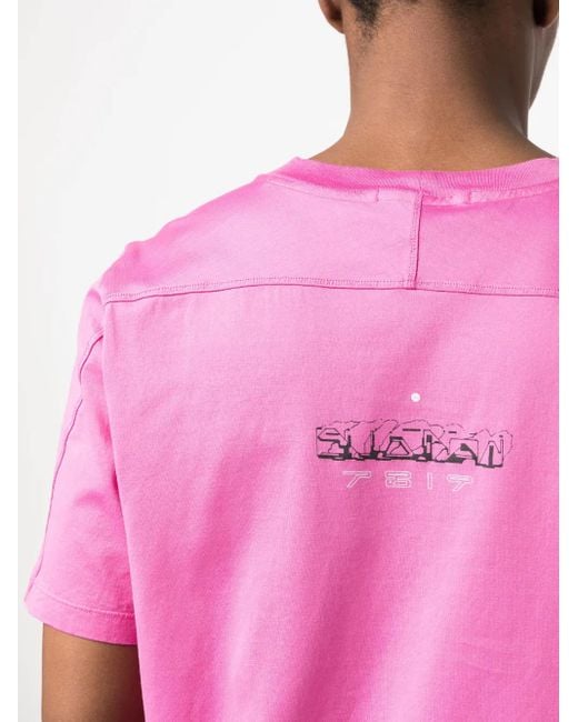 Stone Island Shadow Project Pink Graphic-Print Cotton T-Shirt for men