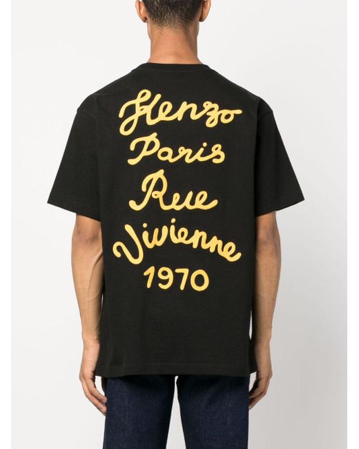KENZO Rue Vivienne Floral-print Cotton-jersey T-shirt in Black for Men |  Lyst