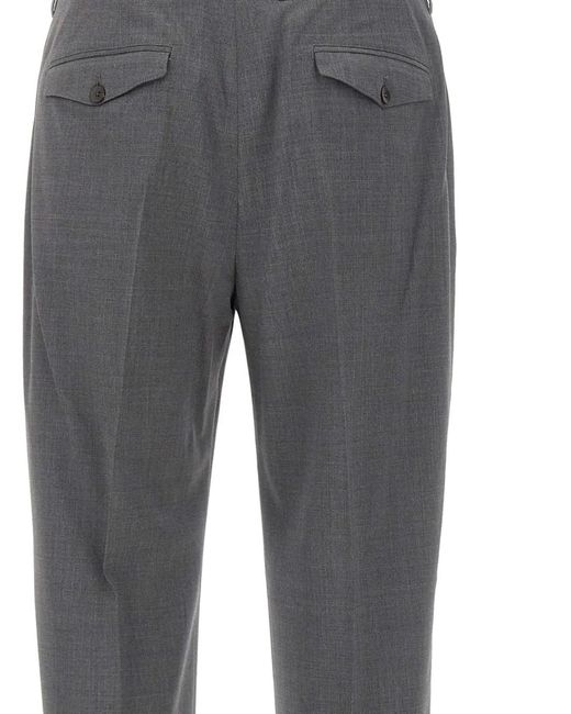 Devore Gray Front-Pleats Cuffed Trousers for men
