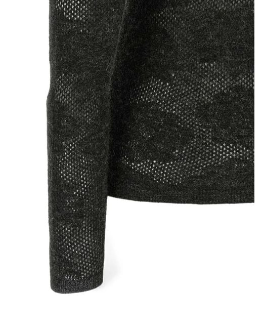 Brunello Cucinelli Black Flower Lace Sweater