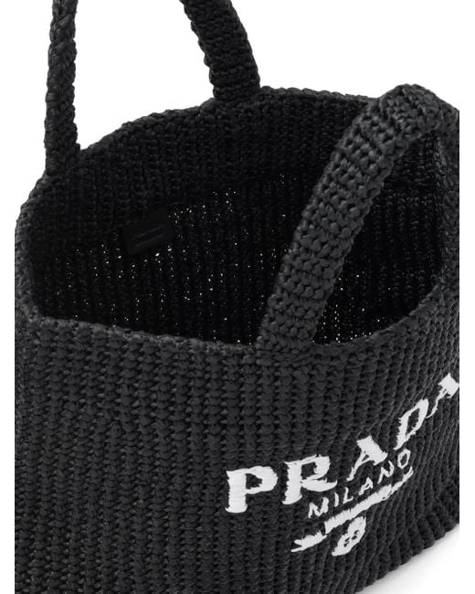 Borsa Tote All'Uncinetto di Prada in Black