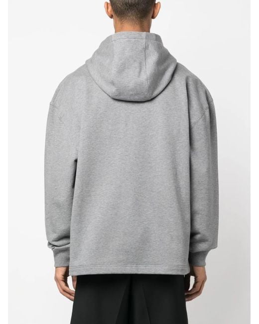 Versace Gray Appliqué Logo Hoodie for men