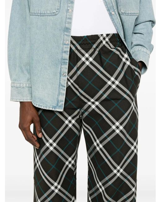 Burberry Black Khaki Check Track Pants for men