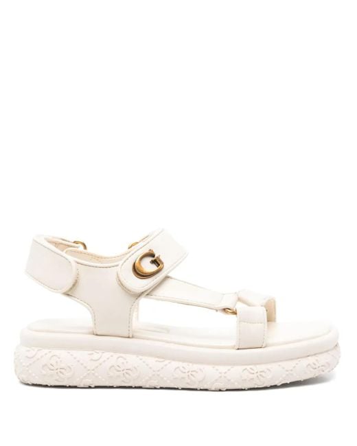 Guess White Crystal-Embellished Sandals
