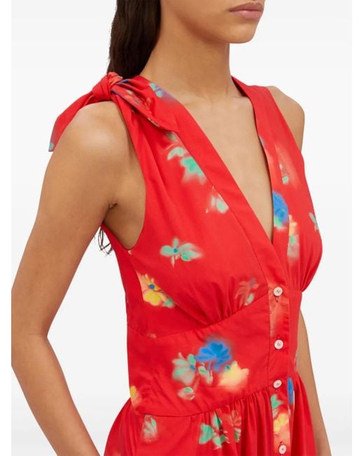 MSGM Red Printed Maxi Dress