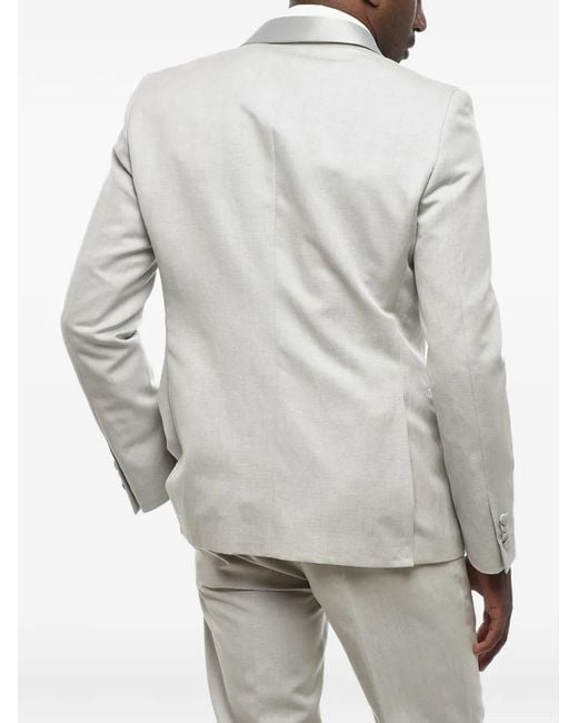 Corneliani White Satin Shawl-Lapel Suit for men