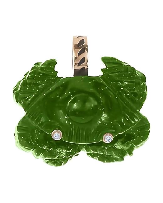 Dezso by Sara Beltran Green 18K Rose Malachite And Diamond Crab Pendant