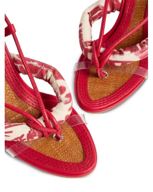 DSquared² Red Rebel Hibiscus Heeled Sandals