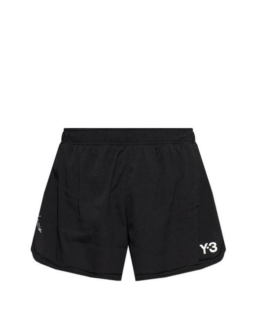 Y-3 Black Logo Run Shorts for men