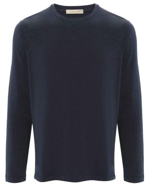 Corneliani Blue Crew-neck Long-sleeve T-shirt for men