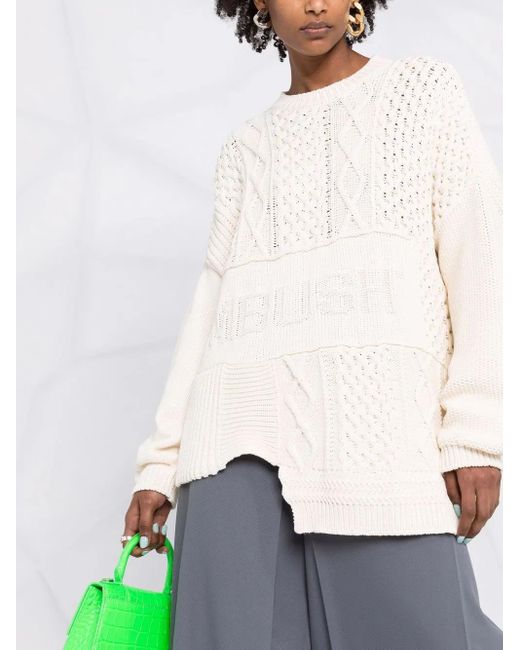 Pull En Maille À Design Patchwork Ambush en coloris White