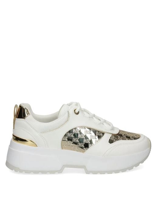 MICHAEL Michael Kors White Rumi Monogram-Pattern Sneakers