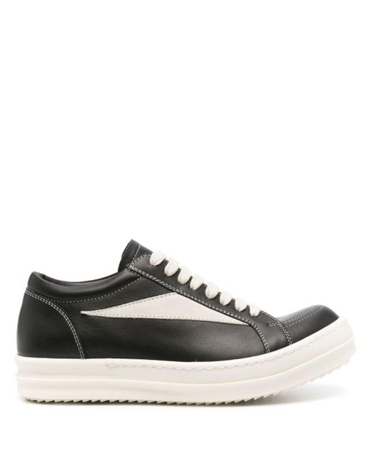 Rick Owens Black Lace-up Leather Sneakers