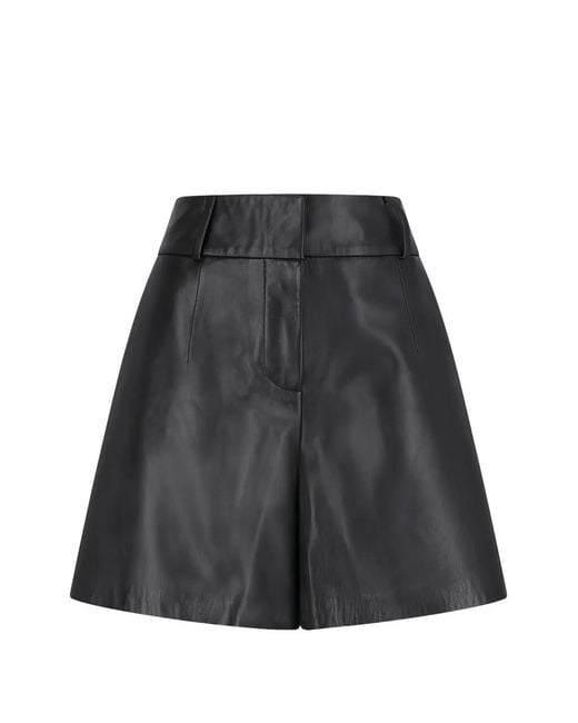 Desa Nineteenseventytwo Black Trapeze Leather Shorts