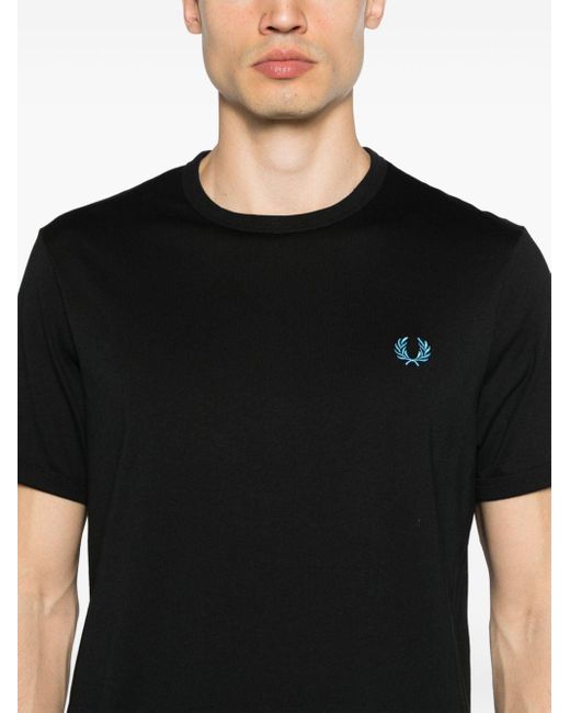 Fred Perry T-shirt Met Geborduurd Logo in het Black voor heren