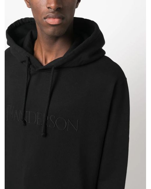 J.W. Anderson Black Logo-Embroidered Cotton Hoodie for men