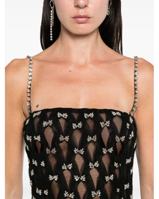 Nissa Midi-Jurk Verfraaid Met Strik in het Black