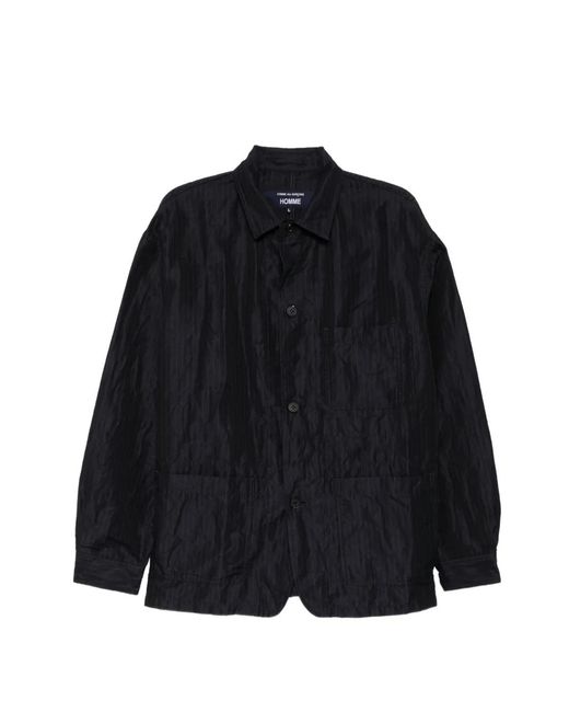 Comme des Garçons Black Pinstripe-Pattern Crinkled Jacket for men