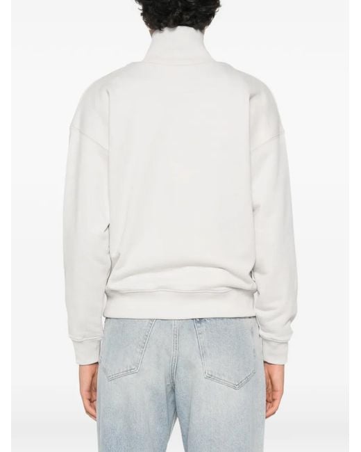 Maison Kitsuné White Quarter-Zip Fox-Patch Sweatshirt