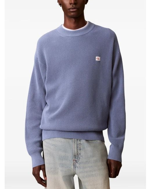 Calvin Klein Blue Waffle-Knit Sweater for men