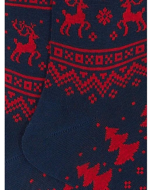 Gallo Purple Fairisle Knee-High Socks for men