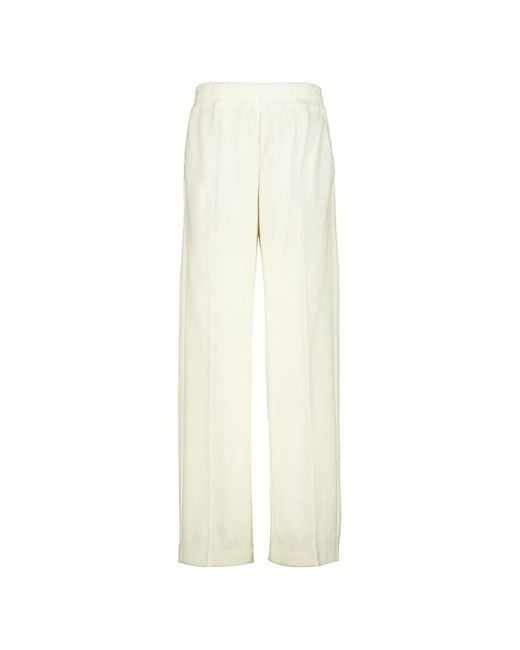 120% Lino White Elasticated-Waistband Straight-Leg Trousers