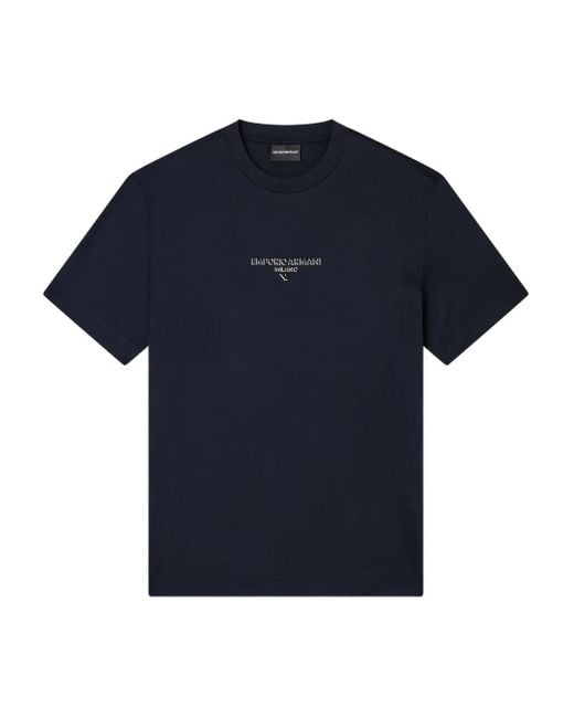 Emporio Armani Blue Logo Crewneck T-Shirt for men